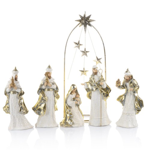 Szopka Decorato 43 cm - ażurowy łuk z gwiazdami - widok główny