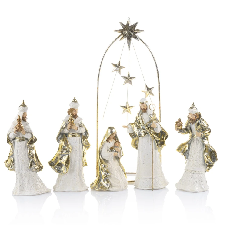 Szopka Decorato 43 cm - ażurowy łuk z gwiazdami - widok główny