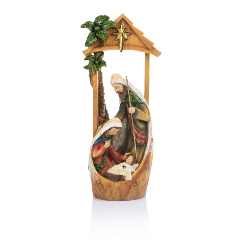 Szopka Decorato 34 cm - pionowa stajenka z palmą - widok główny