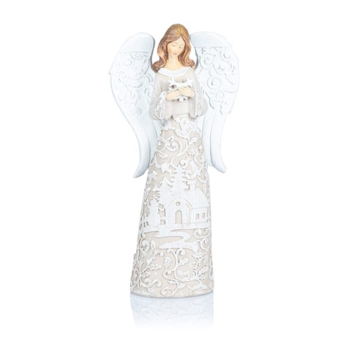 Biały anioł Decorato 23 cm - wybór motywu - wzór śnieżynka