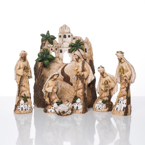 Szopka Decorato 25 cm - stajenka z palmami - ujęcie 2
