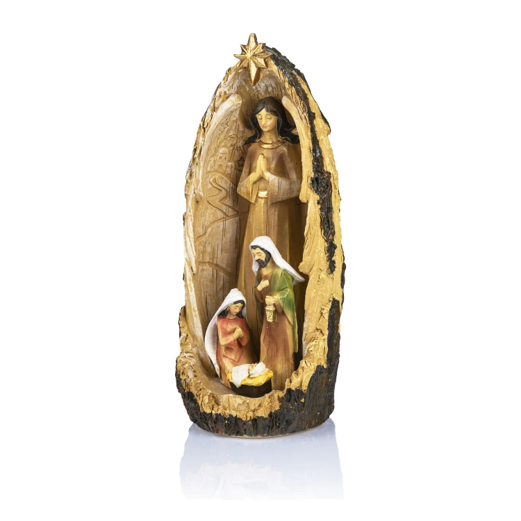 Szopka z aniołem Decorato 26 cm - obramowanie pnia - ujęcie 4