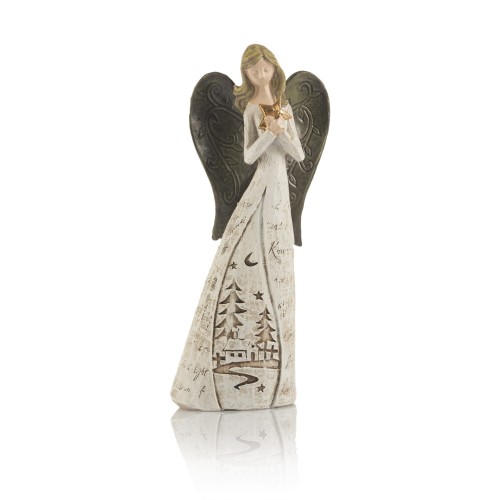 Anioł z gwiazdą Decorato 24 cm - zimowa wieś - widok główny