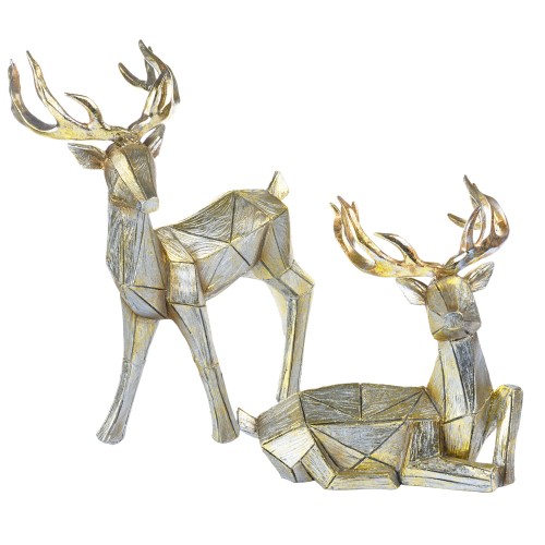 Renifery Decorato - komplet 2 złocistosrebrnych figurek - ujęcie 2