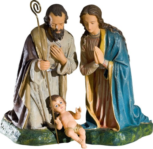 Figury Świętej Rodziny z Maryją bez welonu - Maryja, Józef i Dzieciątko Jezus