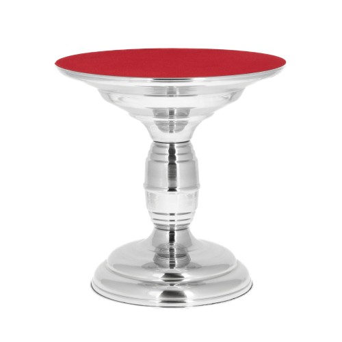 Chromowany tron pod monstrancję z czerwonym suknem