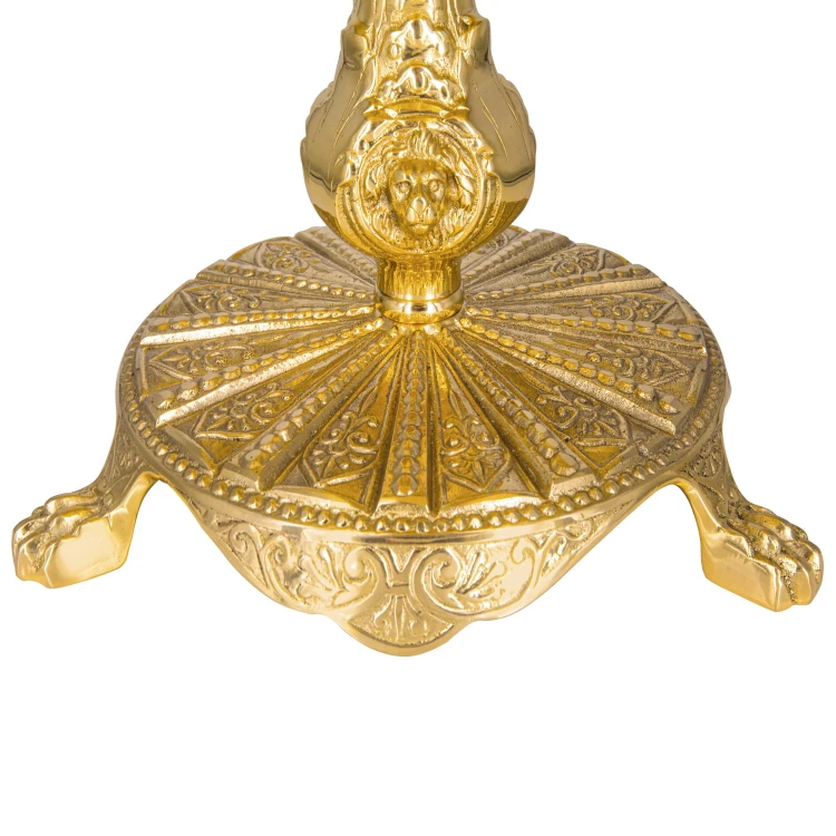 Tron pod monstrancję z reliefem na trzonie i czerwonym blatem - detal