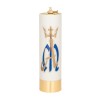 Świeca olejowa ecru z emblematem maryjnym 26 × 7,5 cm - widok produktu