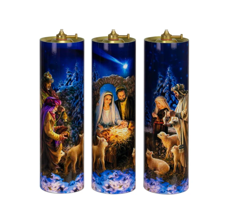 Bożonarodzeniowy tryptyk olejowy - komplet 3 świec 26 × 7,5 cm - widok produktu