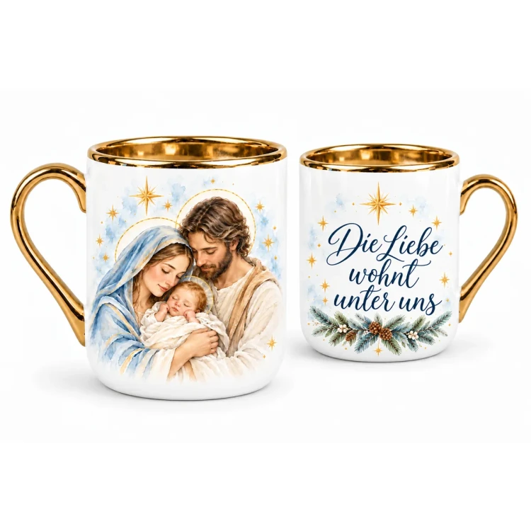 Holy Family mug - Love has come to dwell among us - German