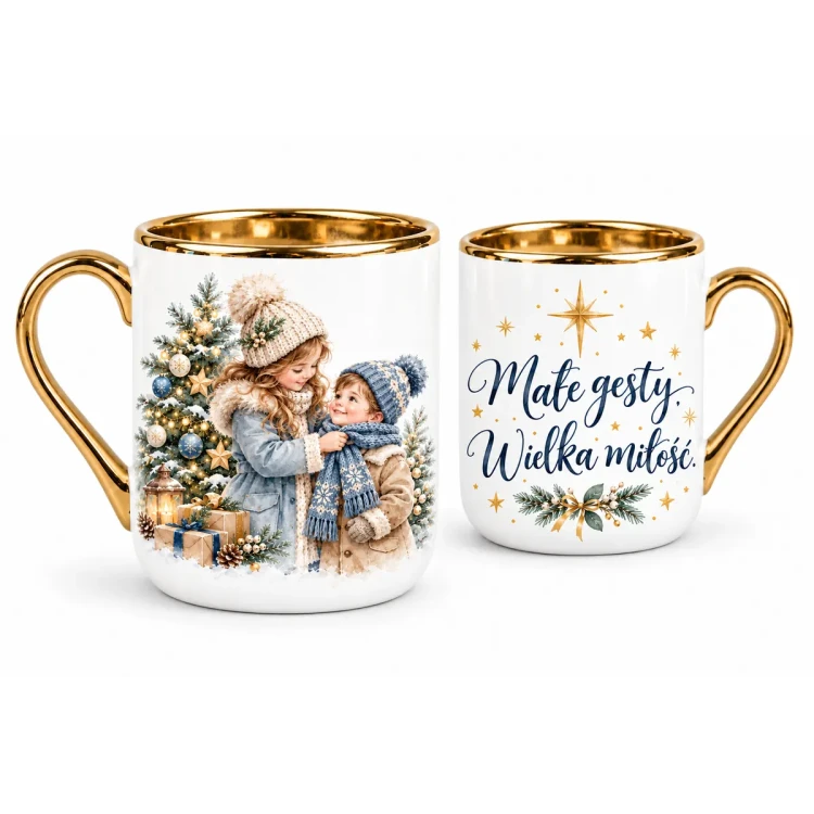Christmas mug with children - Small gestures. Great love. - Polish