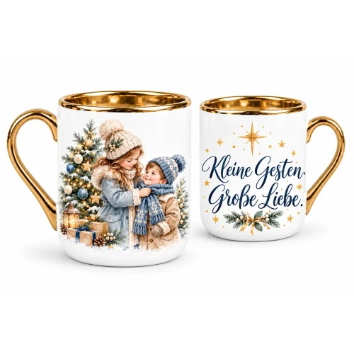 Christmas mug with children - Small gestures. Great love. - German