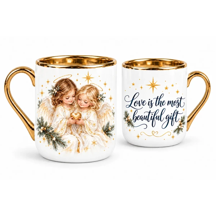 Two angels mug - Love is the most beautiful gift - English