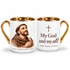 Kubek z św. Franciszkiem z Asyżu - pozłacany, 330 ml - angielski