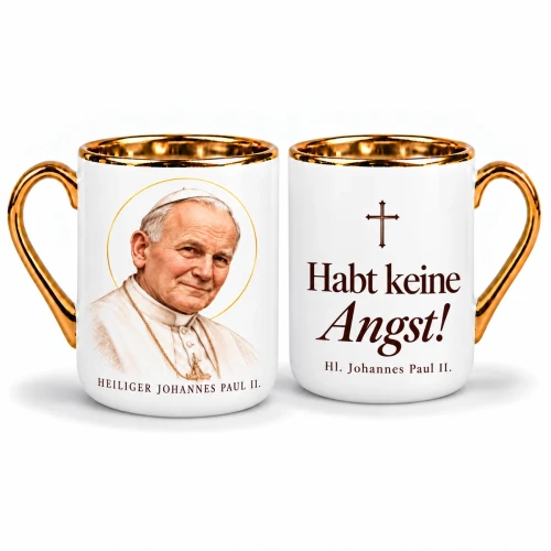 Kubek z św. Janem Pawłem II - pozłacany, 330 ml - niemiecki