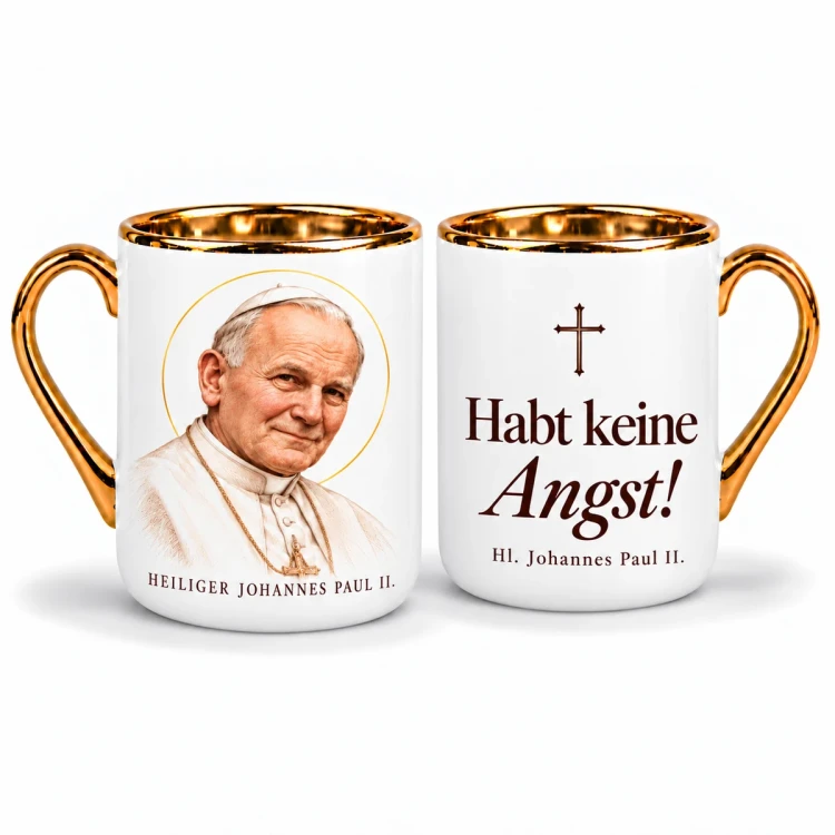 Kubek z św. Janem Pawłem II - pozłacany, 330 ml - niemiecki