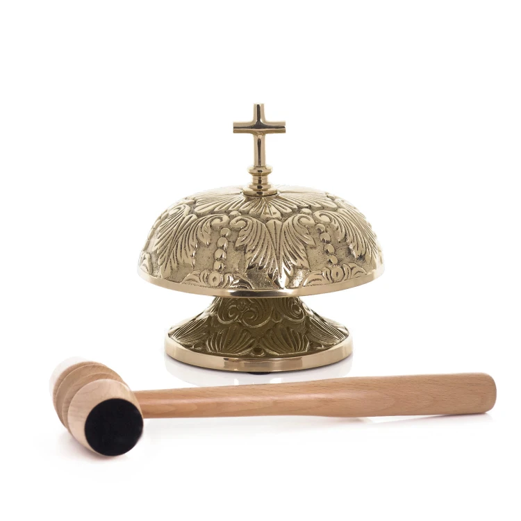 Gong mszalny mosiężny, zdobiony