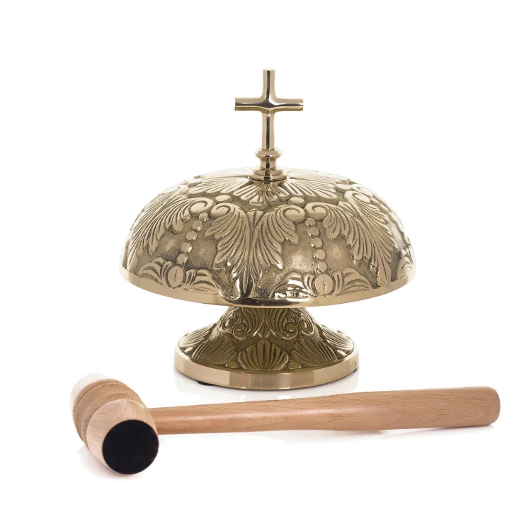 Gong mszalny mosiężny, zdobiony