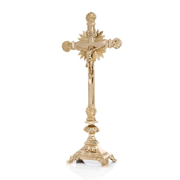 Krzyż ołtarzowy mosiężny 42 cm