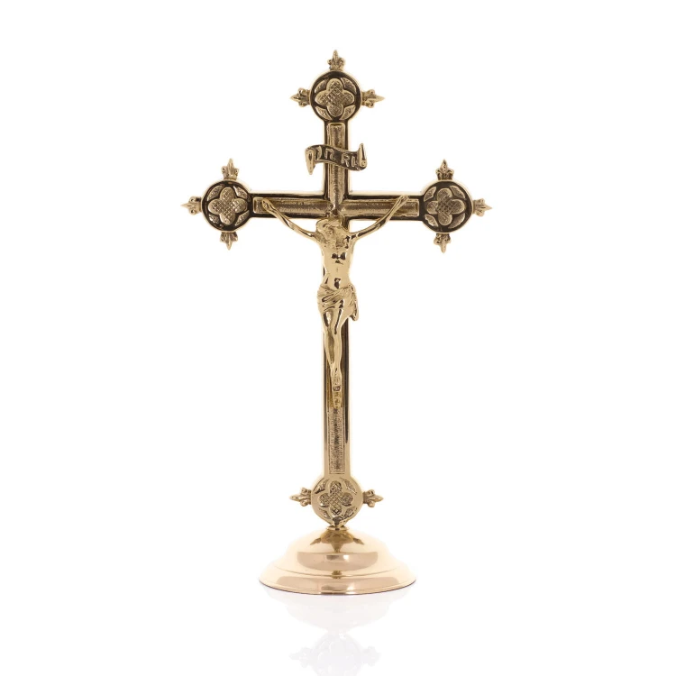 Krzyż ołtarzowy mosiężny 32 cm