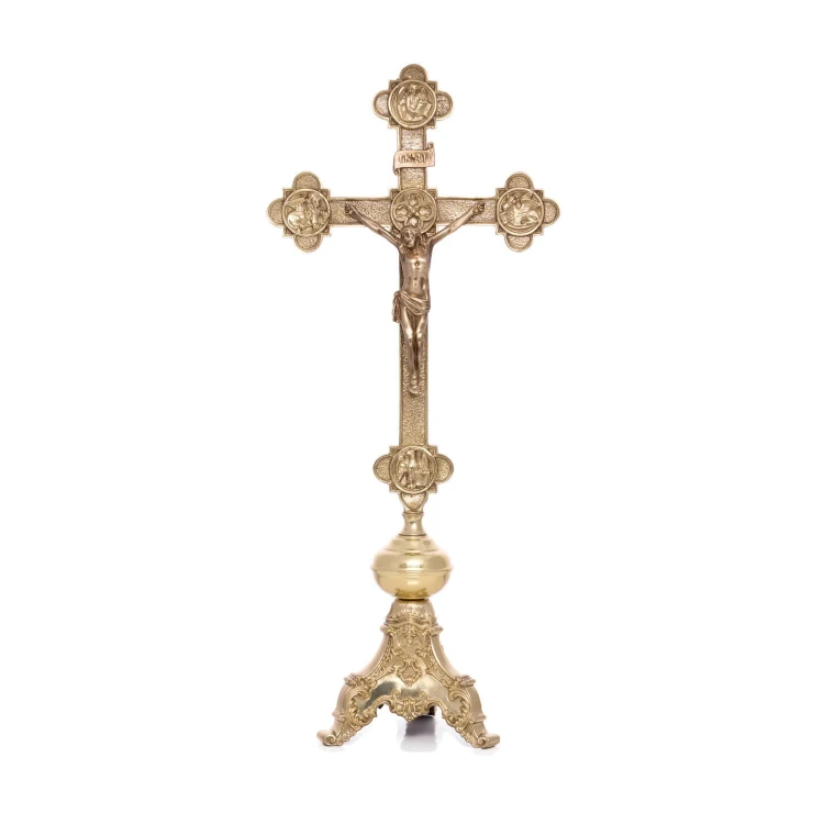 Krzyż ołtarzowy mosiężny 67 cm