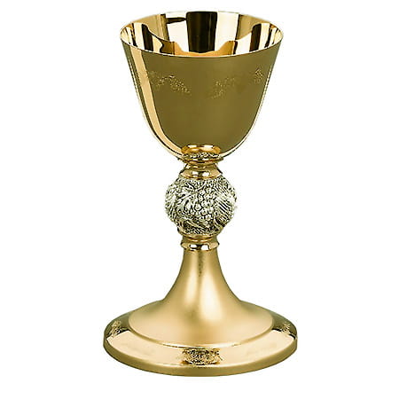 Kielich mszalny mosiężny, złocony