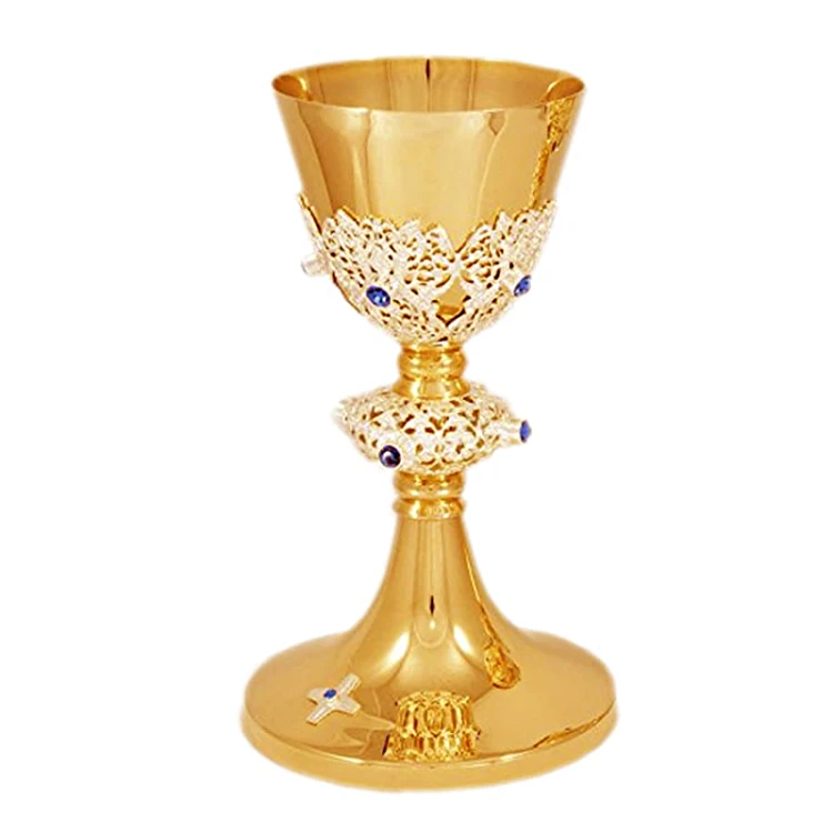 Kielich, niebieskie kamienie szlachetne