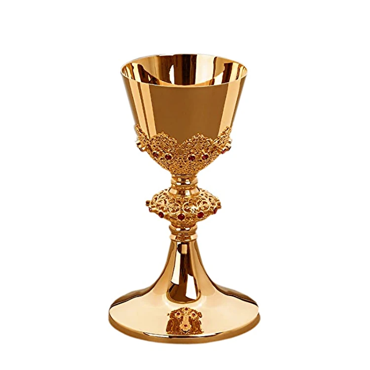 Kielich mszalny, koszyczek, czerwone kamienie