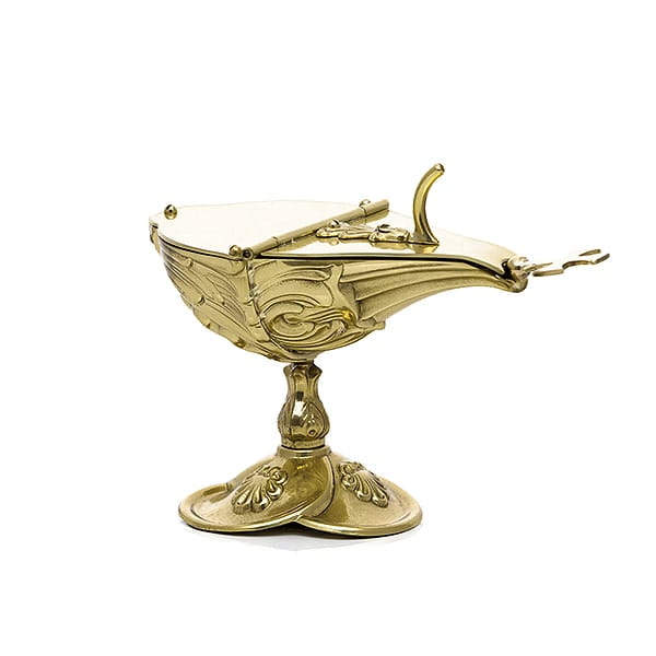 Ozdobna łódka mosiężna z łyżeczką