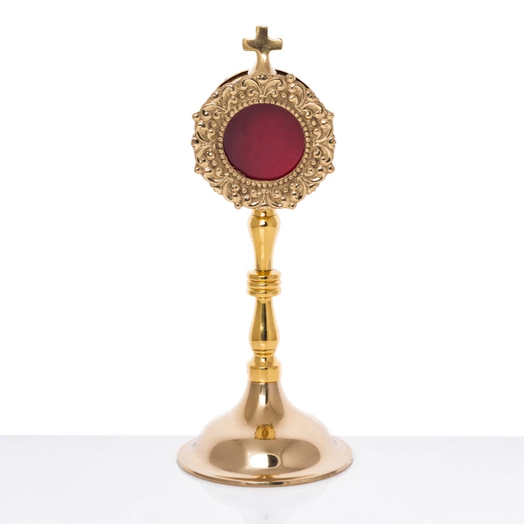 Relikwiarz mosiężny, pozłacany