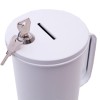Metal donation can with key, white