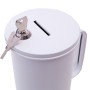 Metal donation can with key, white