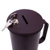 Metal donation can with key, brown