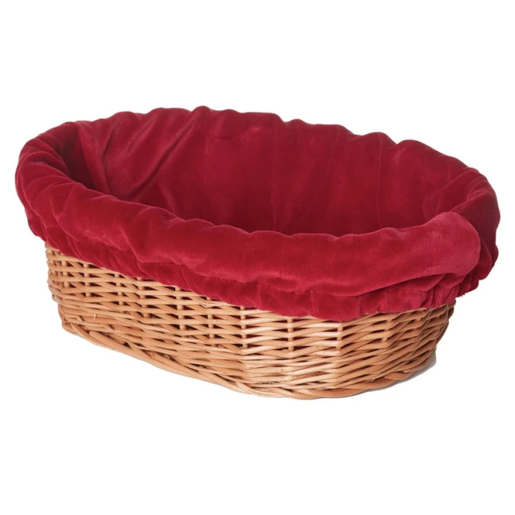 Wicker Basket for Church Offering with Burgundy Lining