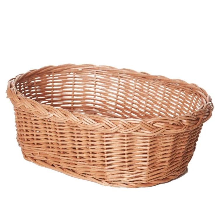 Wicker Basket for Church Offering with Burgundy Lining