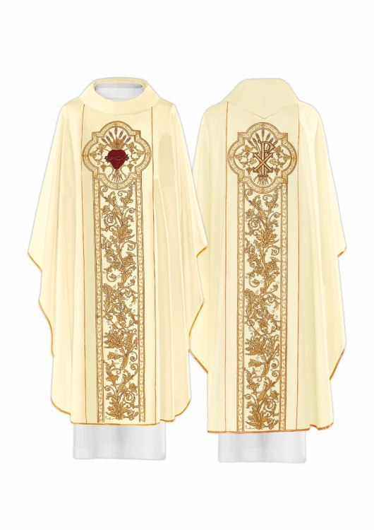 Ornat haftowany - symbol SERCE i PAX +bogate zdobienia