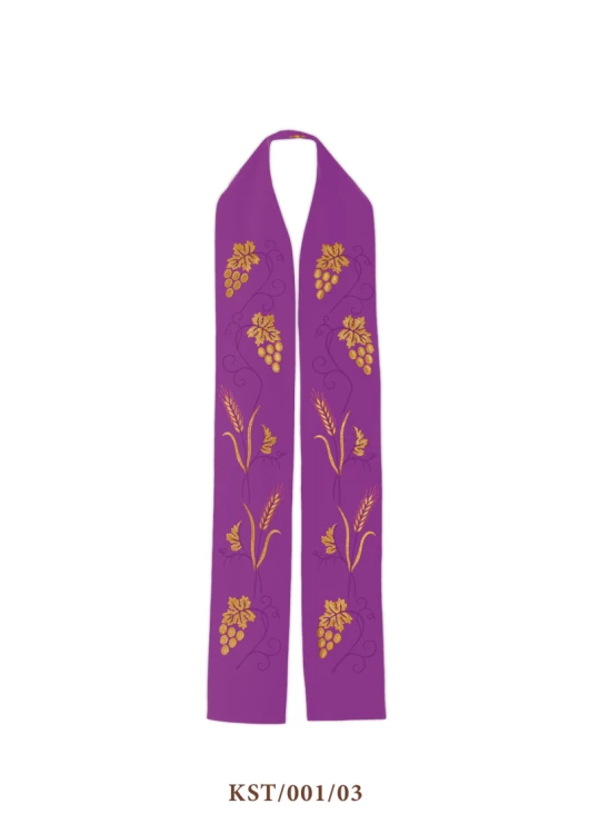 Stuła haftowana z symbolem winogron.