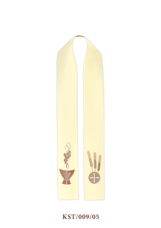 Stuła haftowana symbol Kielicha, winogron i kłosa