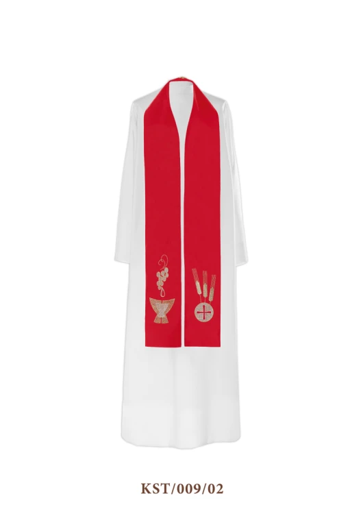 Stuła haftowana symbol Kielicha, winogron i kłosa