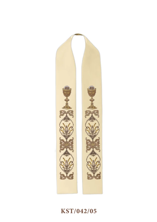 Stuła haftowana z symbolem Kielicha z Hostią