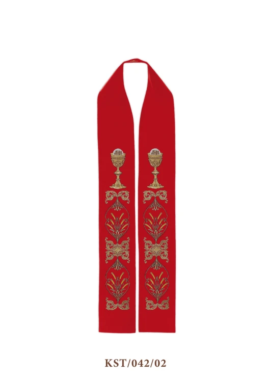 Stuła haftowana z symbolem Kielicha z Hostią