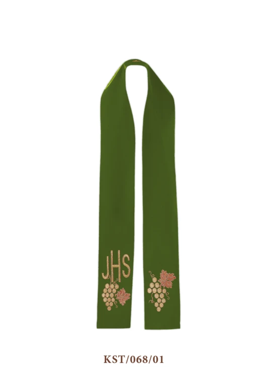 Stuła haftowana z IHS i motywem winogron
