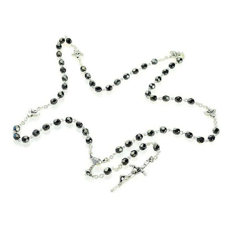 Różaniec hematytowy z Duchem Świętym