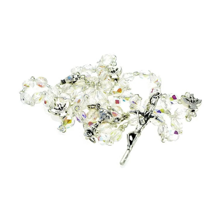 Różaniec kryształowy z Duchem Świętym