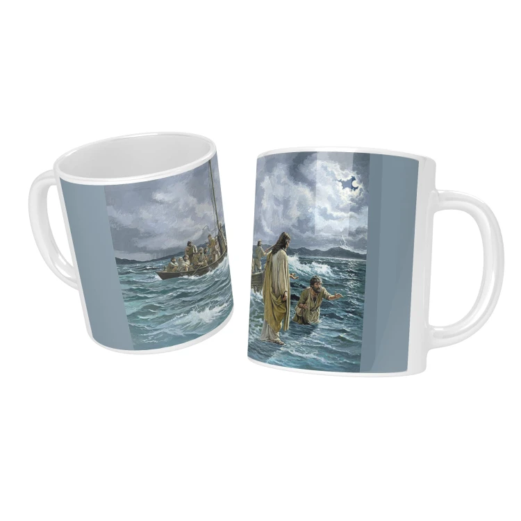 Christ on the water religious mug