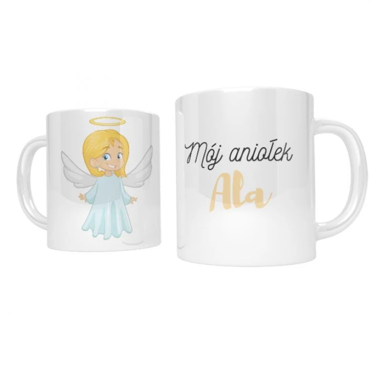 Kubek ceramiczny z aniołkiem, personalizowany