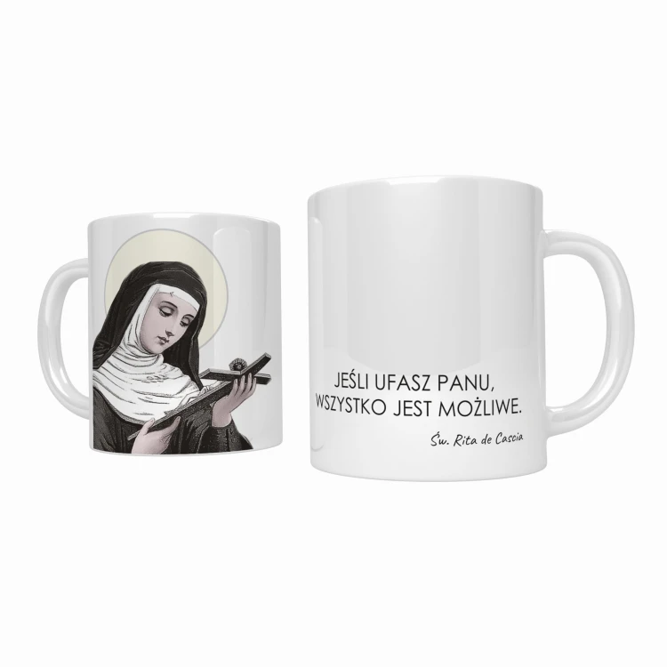 Kubek ceramiczny ze świętą Ritą