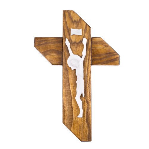Wooden cross with alabaster Christ