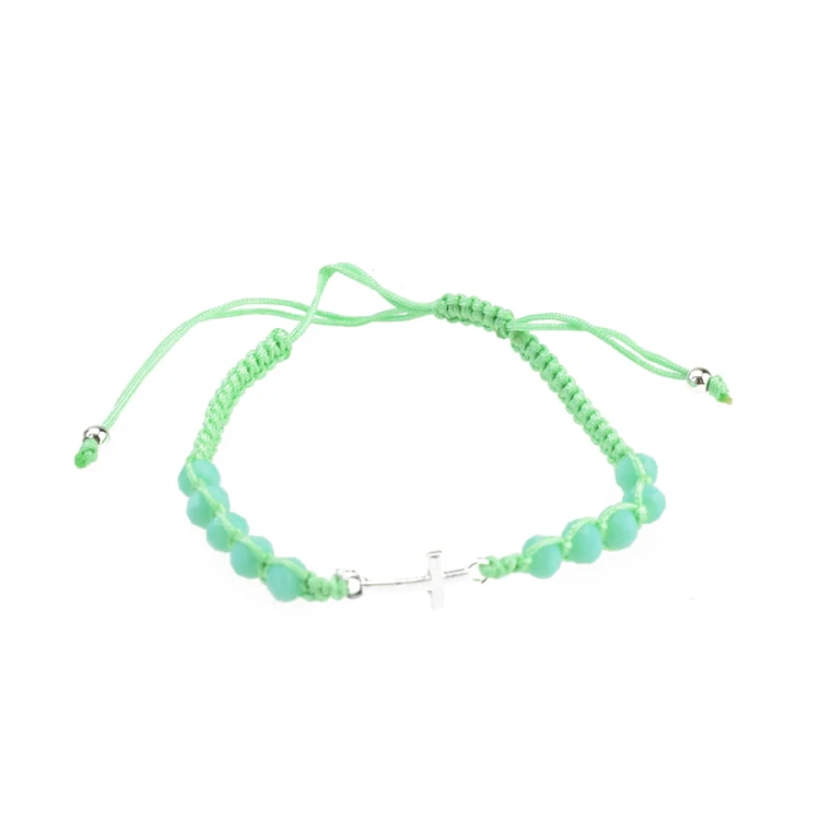 Bransoletka religijna z koralików zielona