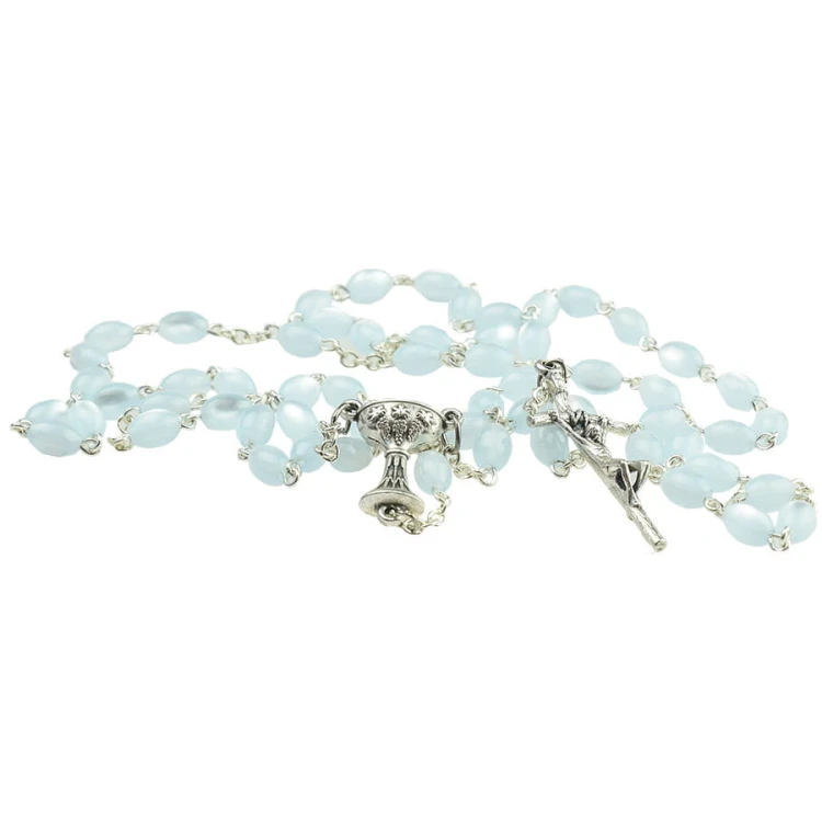 Różaniec Madre Perla owal. Na Pierwszą Komunię Świętą.